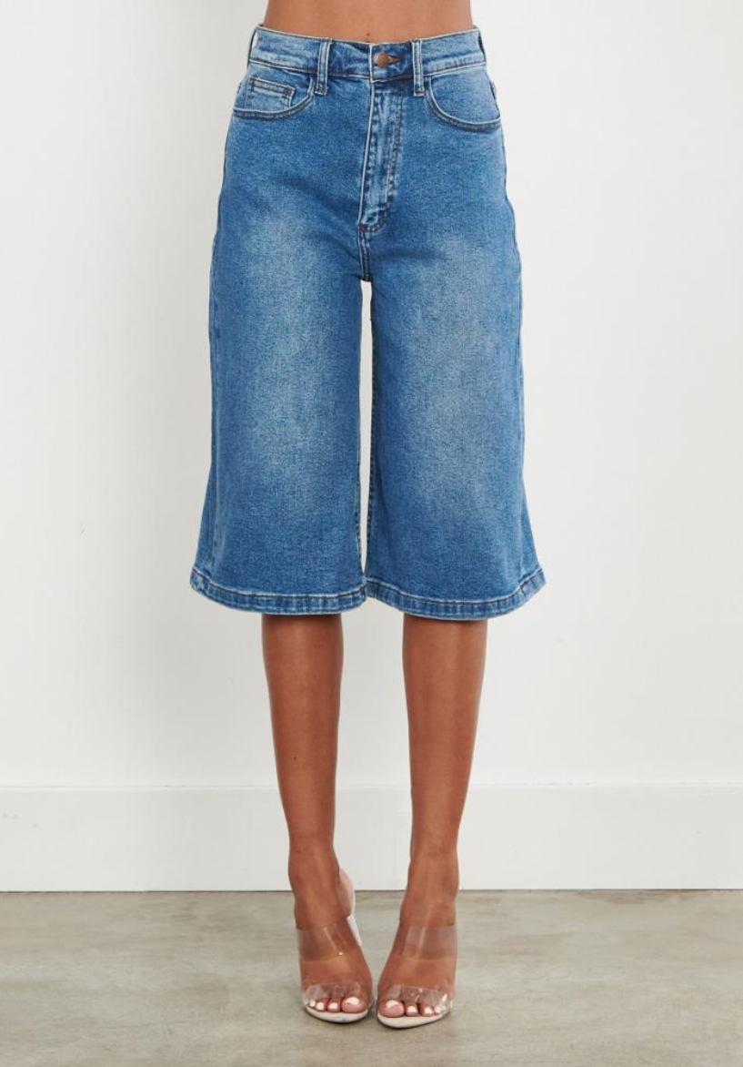 Blue Jean Culottes Shorts