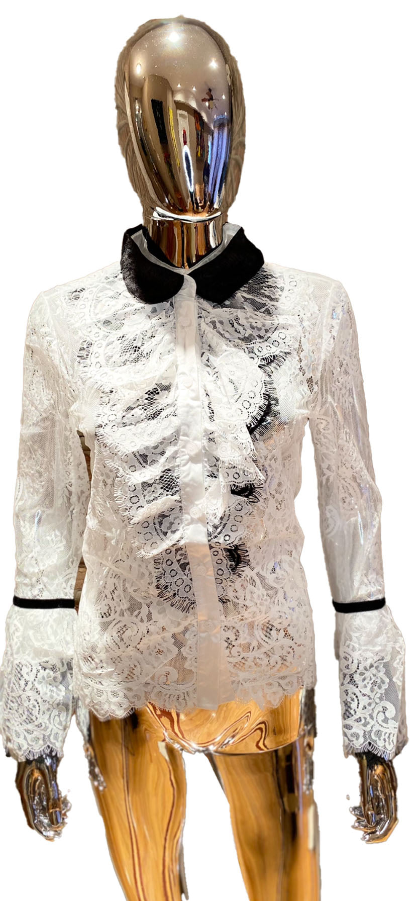 White & Black Lace Blouse