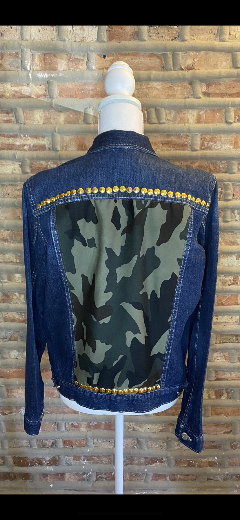 Custom Distressed Denim Army Fatigue Jacket