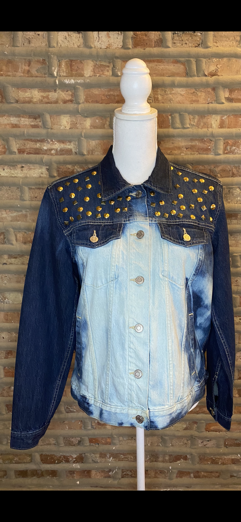 Custom Distressed Denim Army Fatigue Jacket