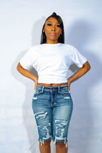 Load image into Gallery viewer, Stretch Blue Denim High Waist Shorts
