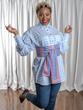 Load image into Gallery viewer, &quot;New Arrival&quot; Plaid pattern shirt with colorblock waist band.
