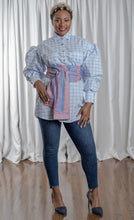 Load image into Gallery viewer, &quot;New Arrival&quot; Plaid pattern shirt with colorblock waist band.
